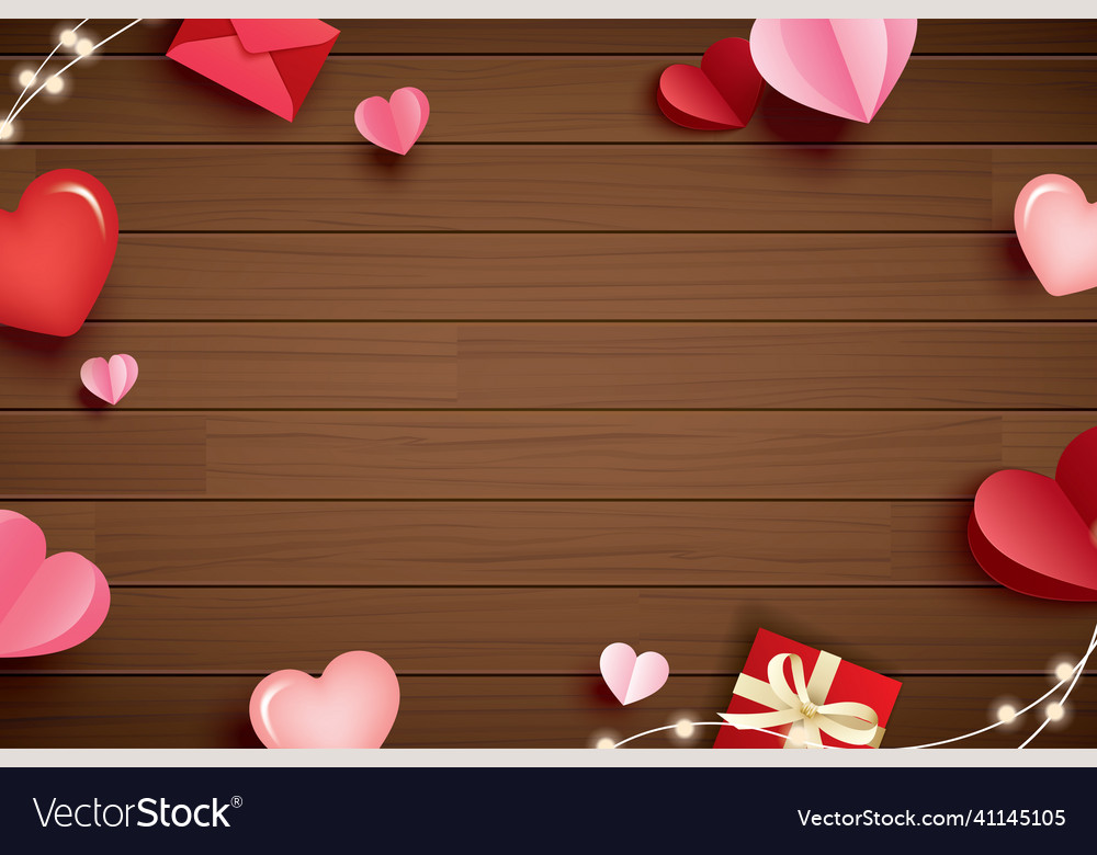 Happy valentines day with paper hearts and copy Vector Image