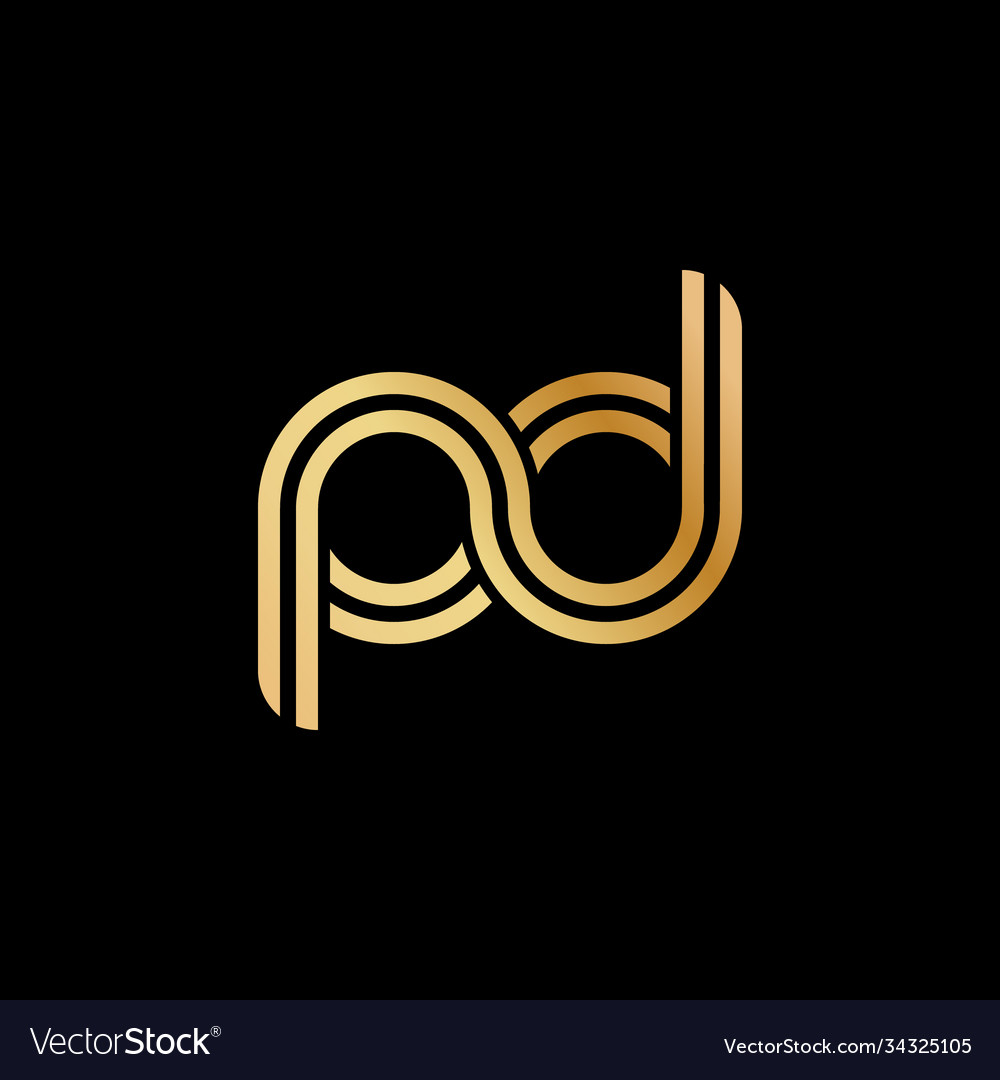 Lowercase letters p and d flat bound design vector image Lowercase letters p and d flat bound design