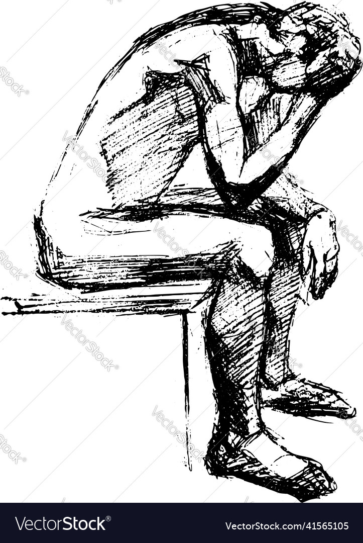 Mans figure sketch academic drawing