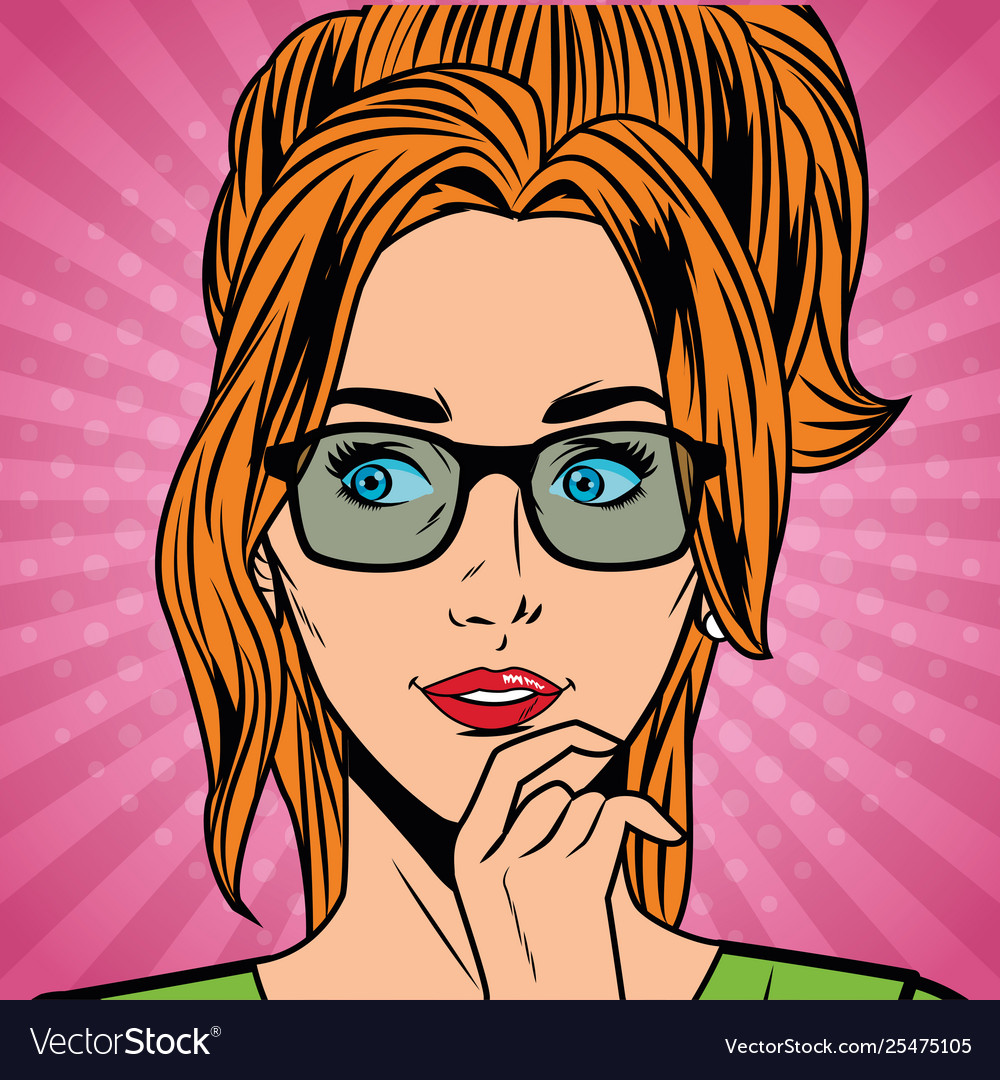 Pop art woman sexy face cartoon Royalty Free Vector Image