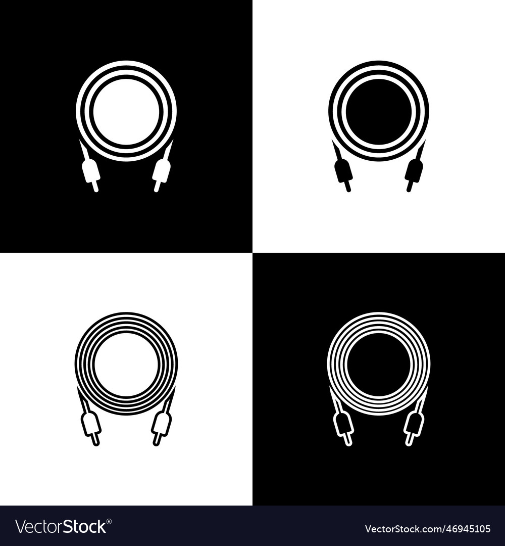 Set audio jack icon isolated on black and white