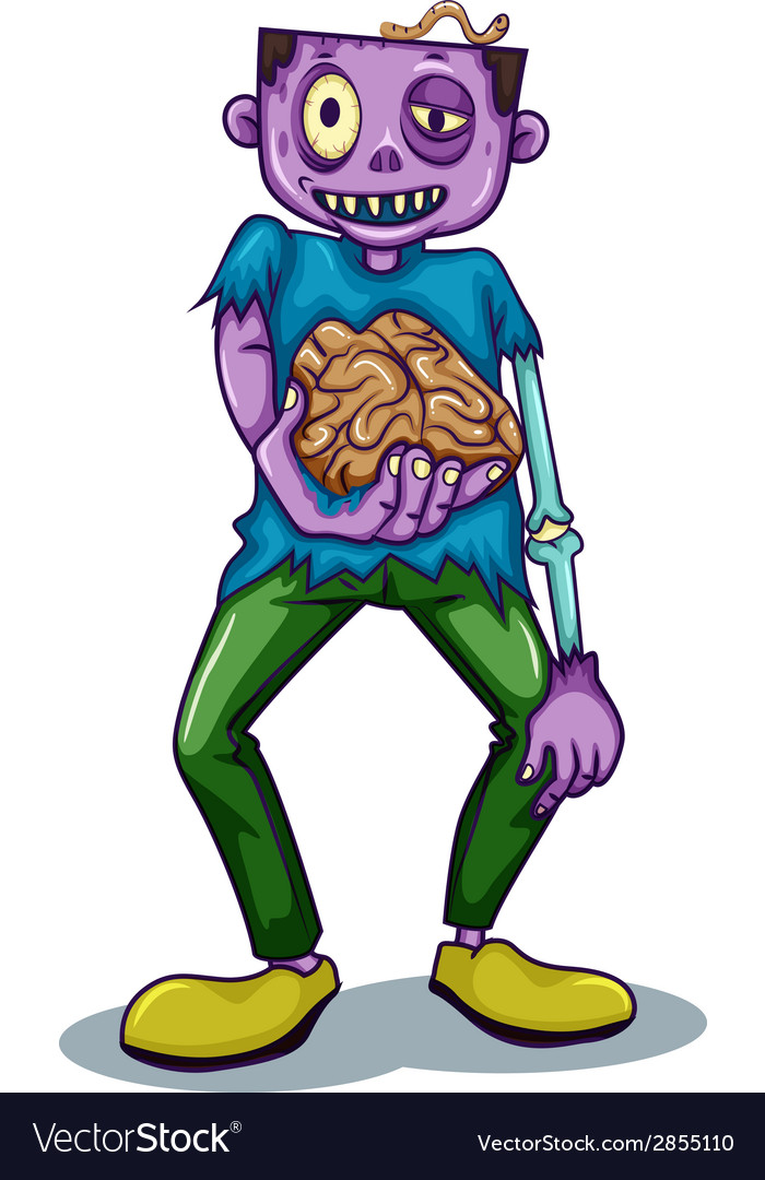 A zombie holding his brain Royalty Free Vector Image