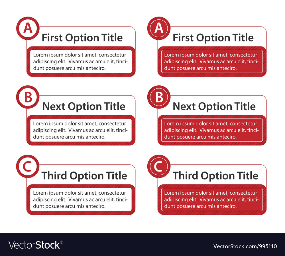 Abc option boxes with version descriptions