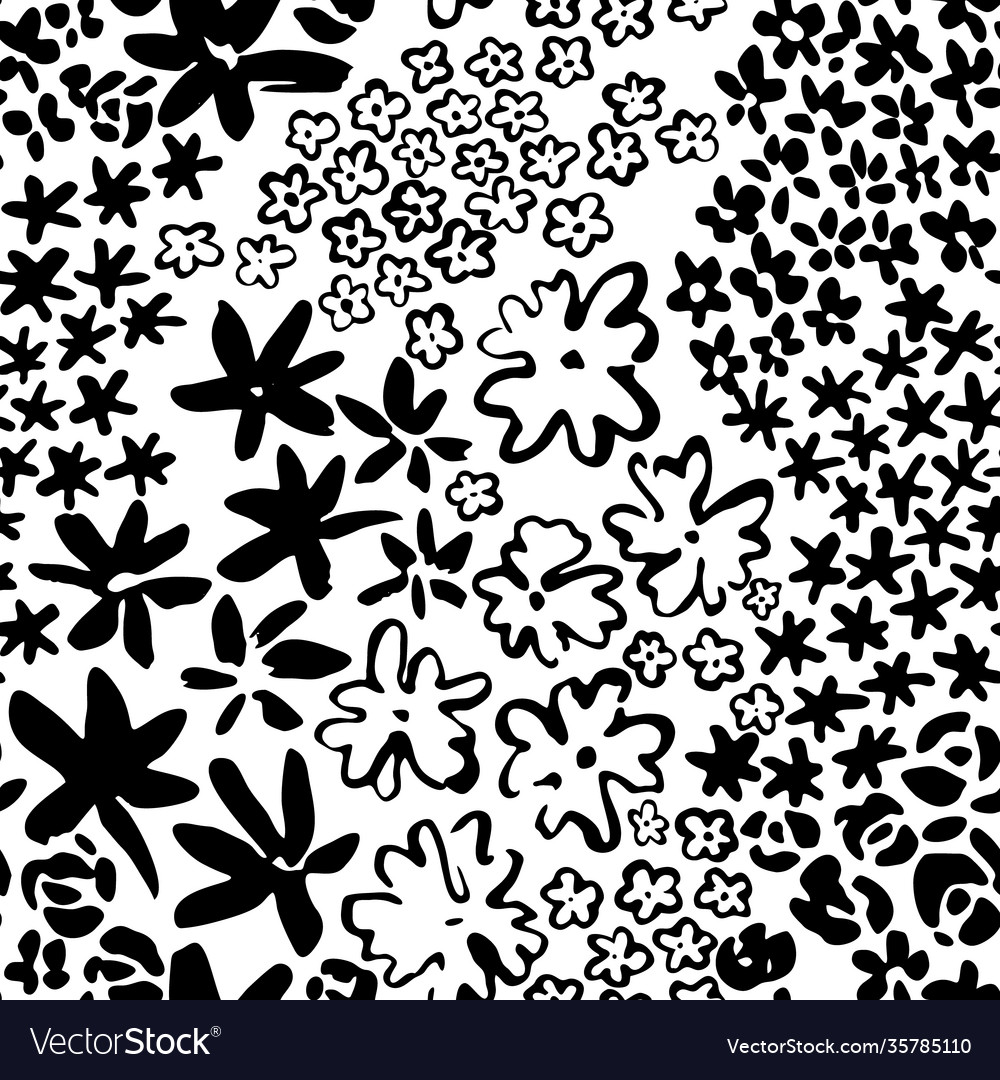 Schwarze und weiße einfache florale nahtlose Muster vector image Schwarze und weiße einfache florale nahtlose Muster