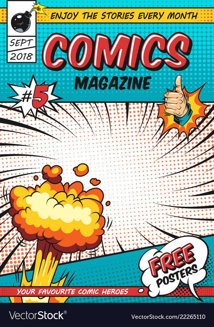 Comics poster design template Royalty Free Vector Image