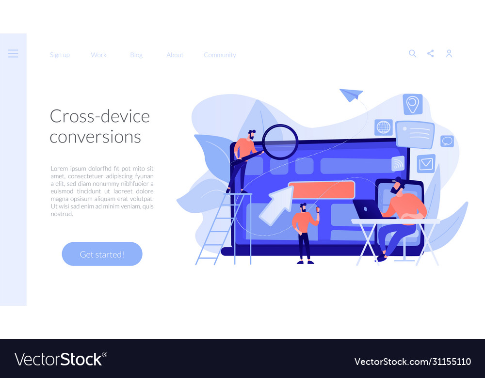 Cross-device tracking concept landing page vector image Cross-device tracking concept landing page