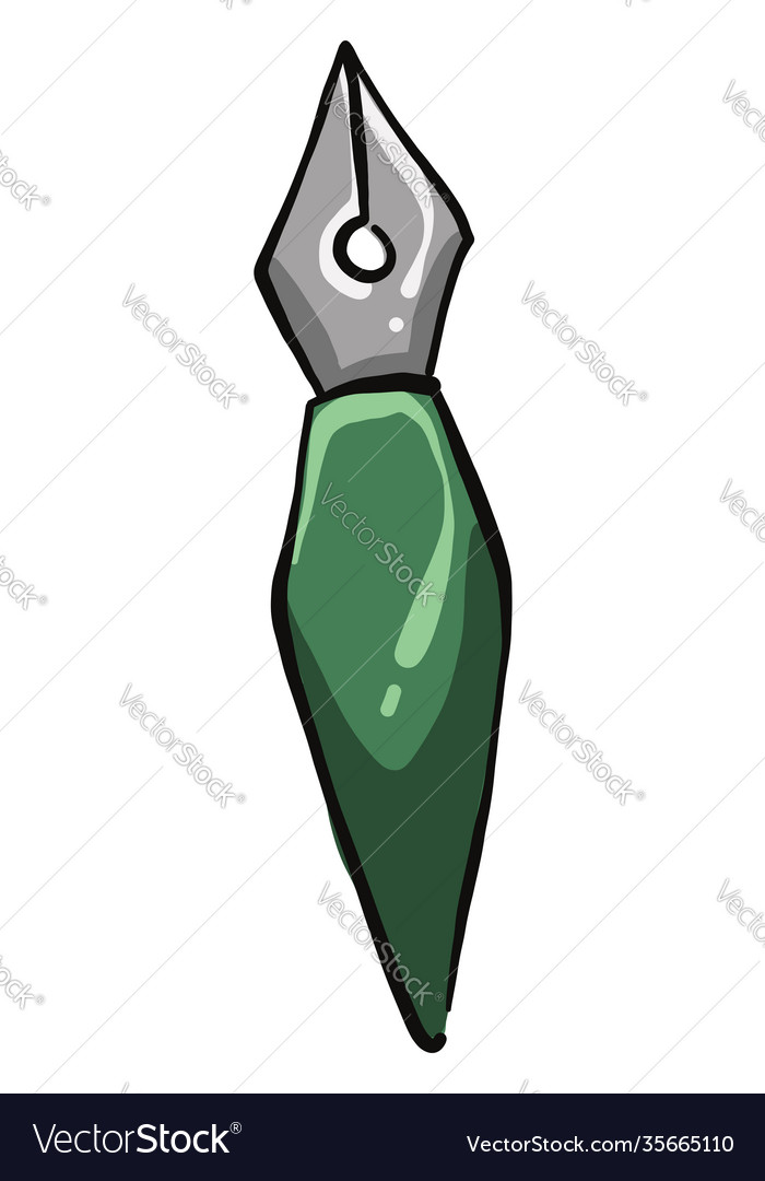 Fancy green pen on a white background