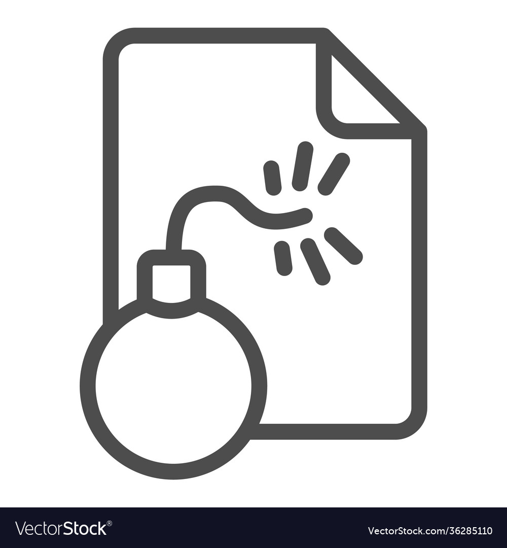File and bomb line icon web security concept vector image File and bomb line icon web security concept