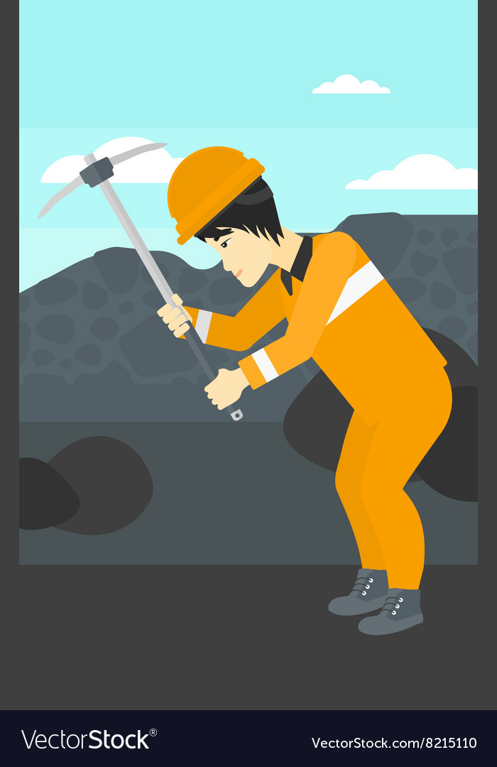 Miner working with pick