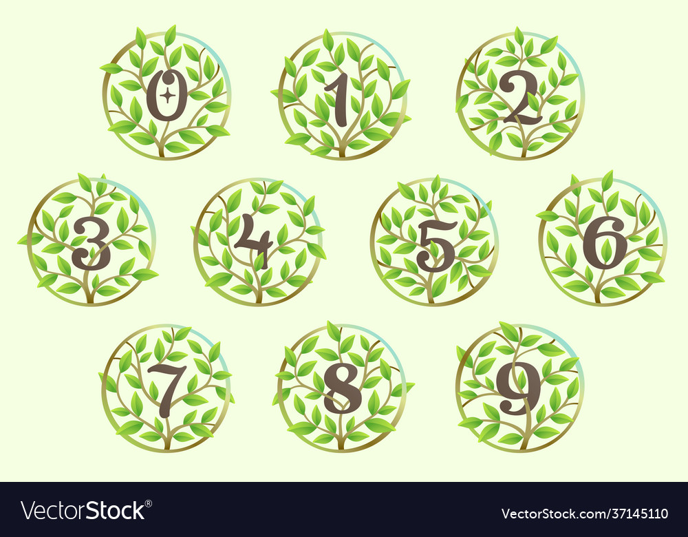 Numbers set made twisted tree branches vector image Numbers set made twisted tree branches