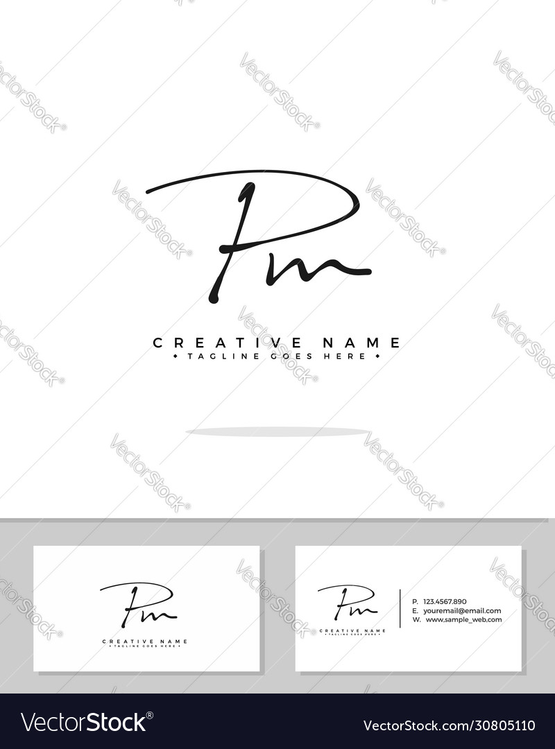 P m pm initial logo signature handwriting