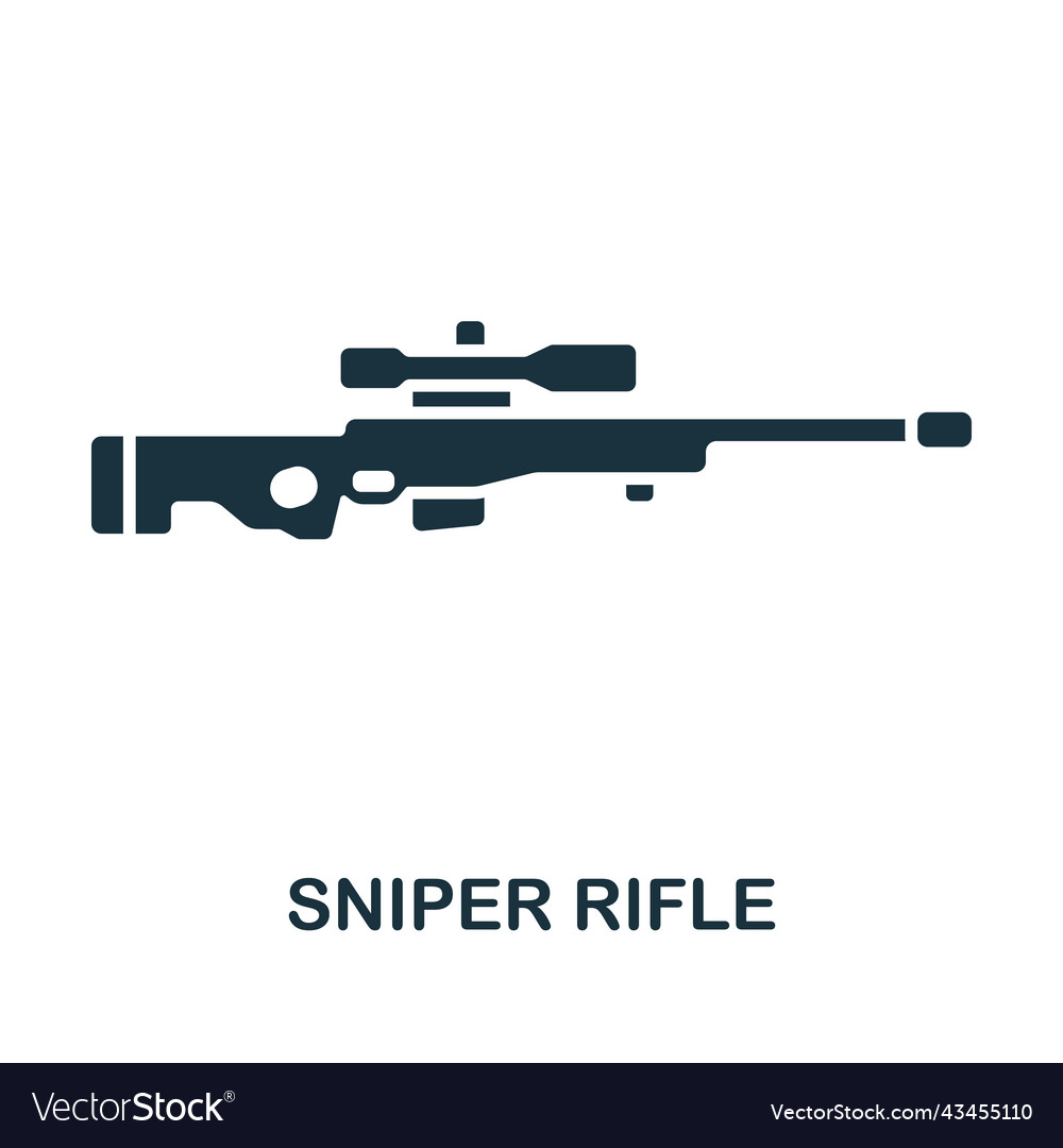 Sniper rifle icon monochrome simple line weapon