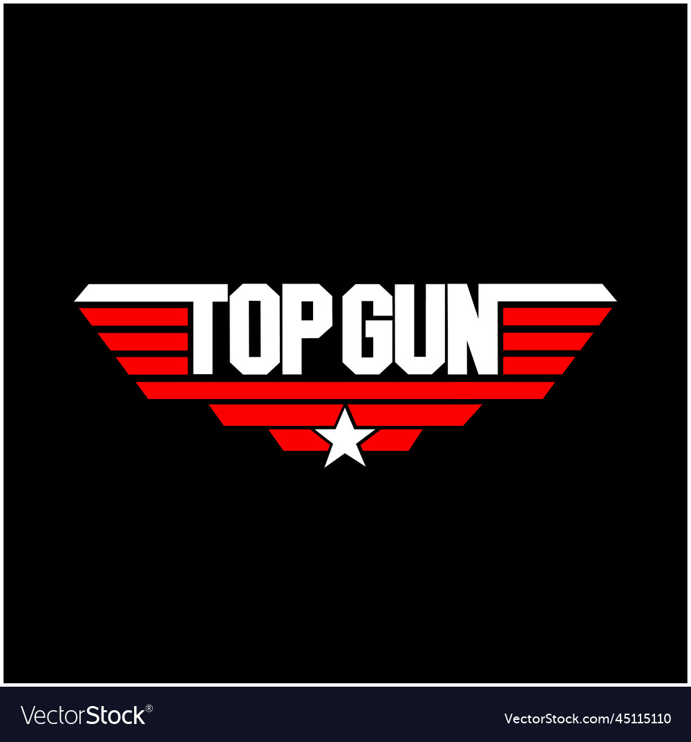 Top gun typography icon with two colors gun Vector Image