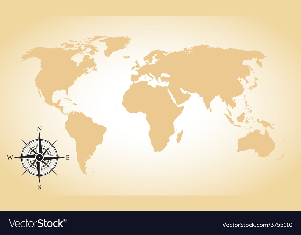 world map compass on a map World Map And Compass Royalty Free Vector Image world map compass on a map