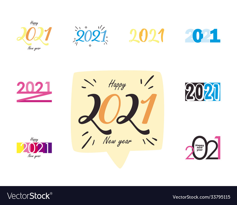 2021 flat style set icons design