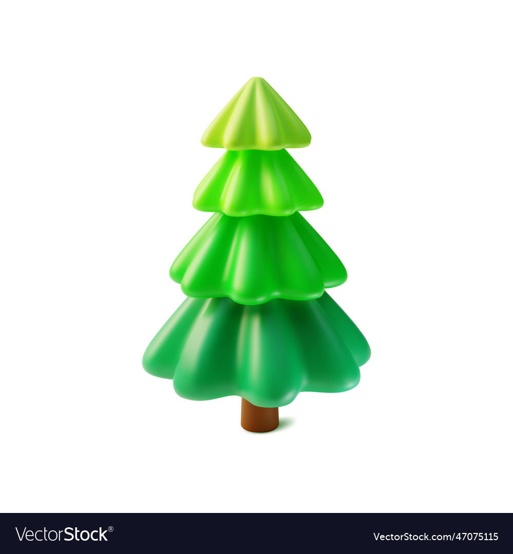 3d green fir tree cartoon style