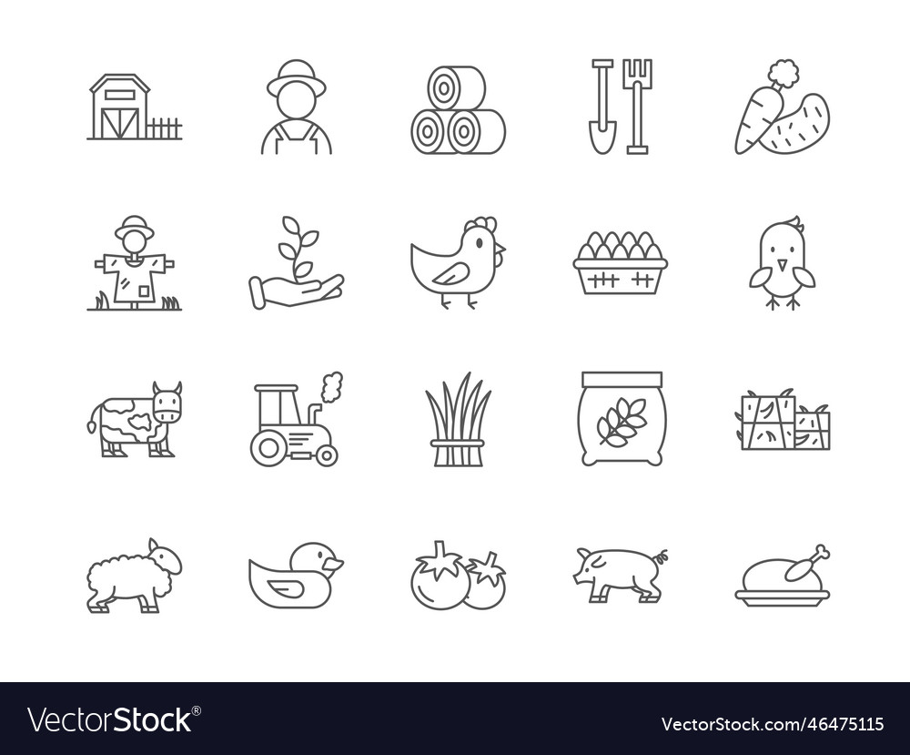 Agriculture line icons farm symbols farmer Vector Image