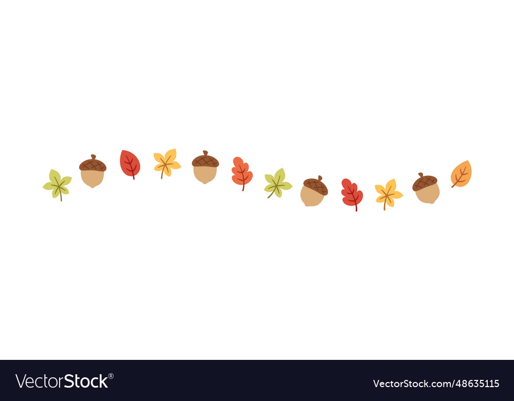 Autumn leaves and acorns separator border