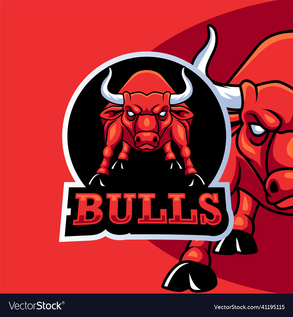 Cartoon red bull mascot template design Royalty Free Vector