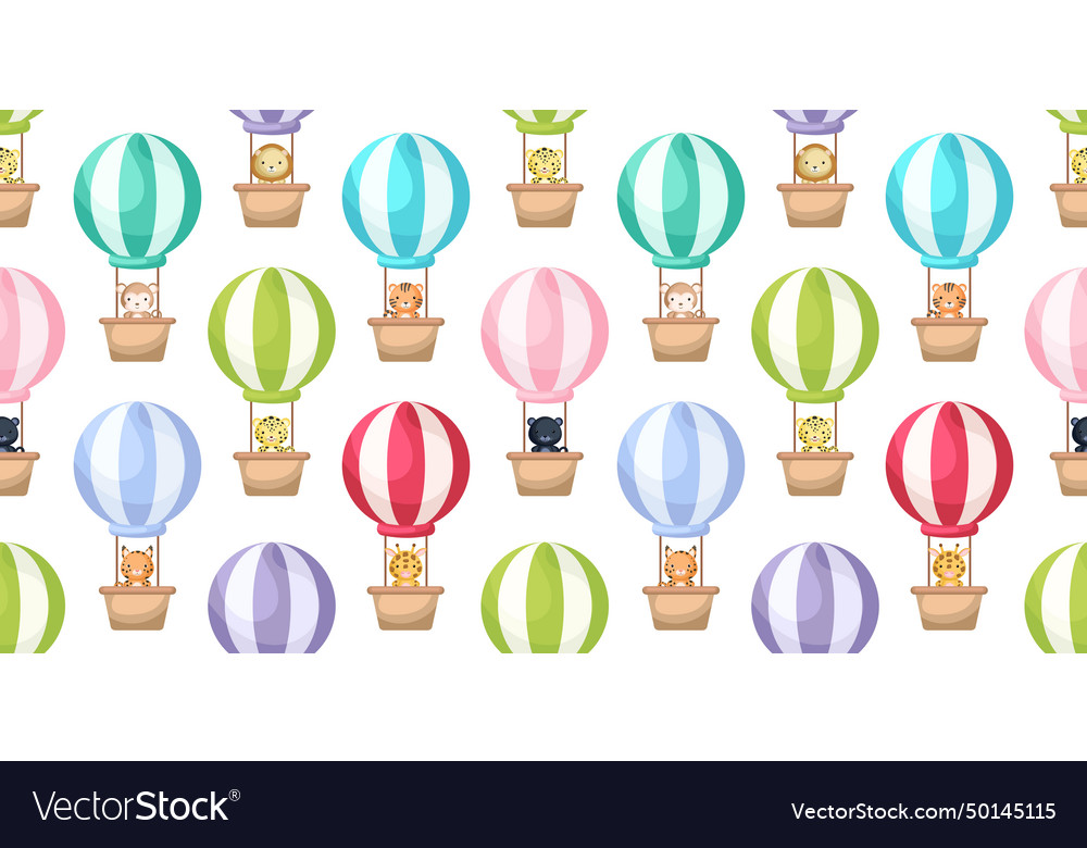Süße kleine Tiere fliegen auf Heißluftballons vector image Süße kleine Tiere fliegen auf Heißluftballons