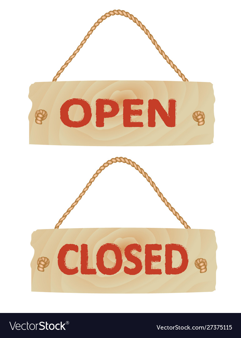 Open and closed wooden sign