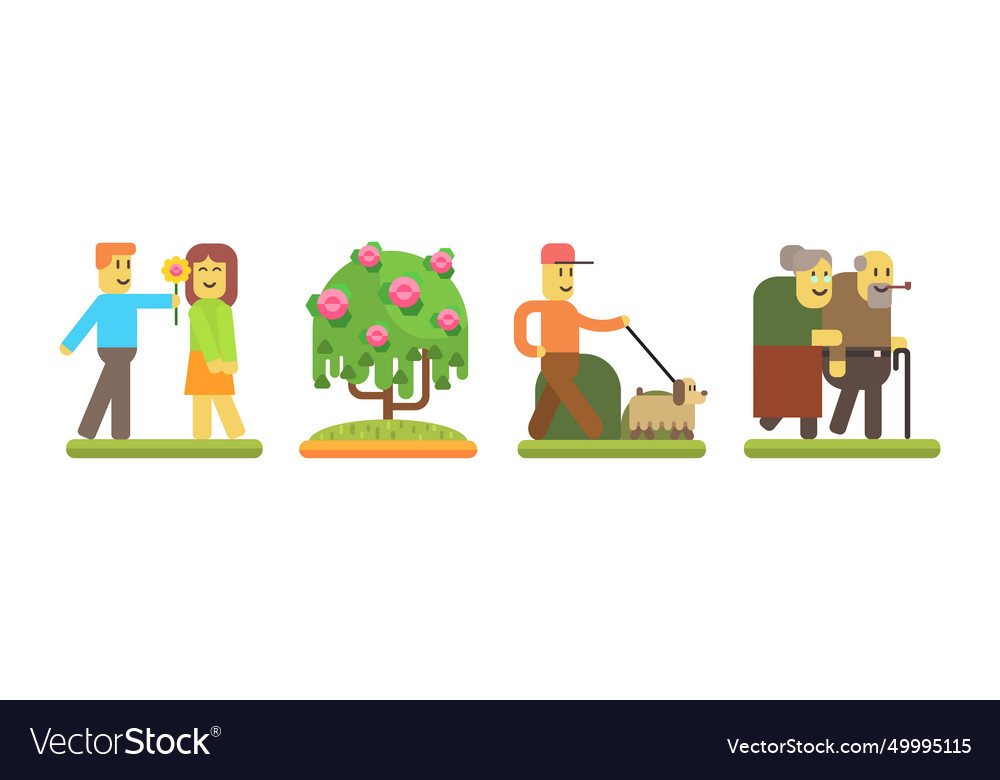 Park outdoor environment flat icon and element