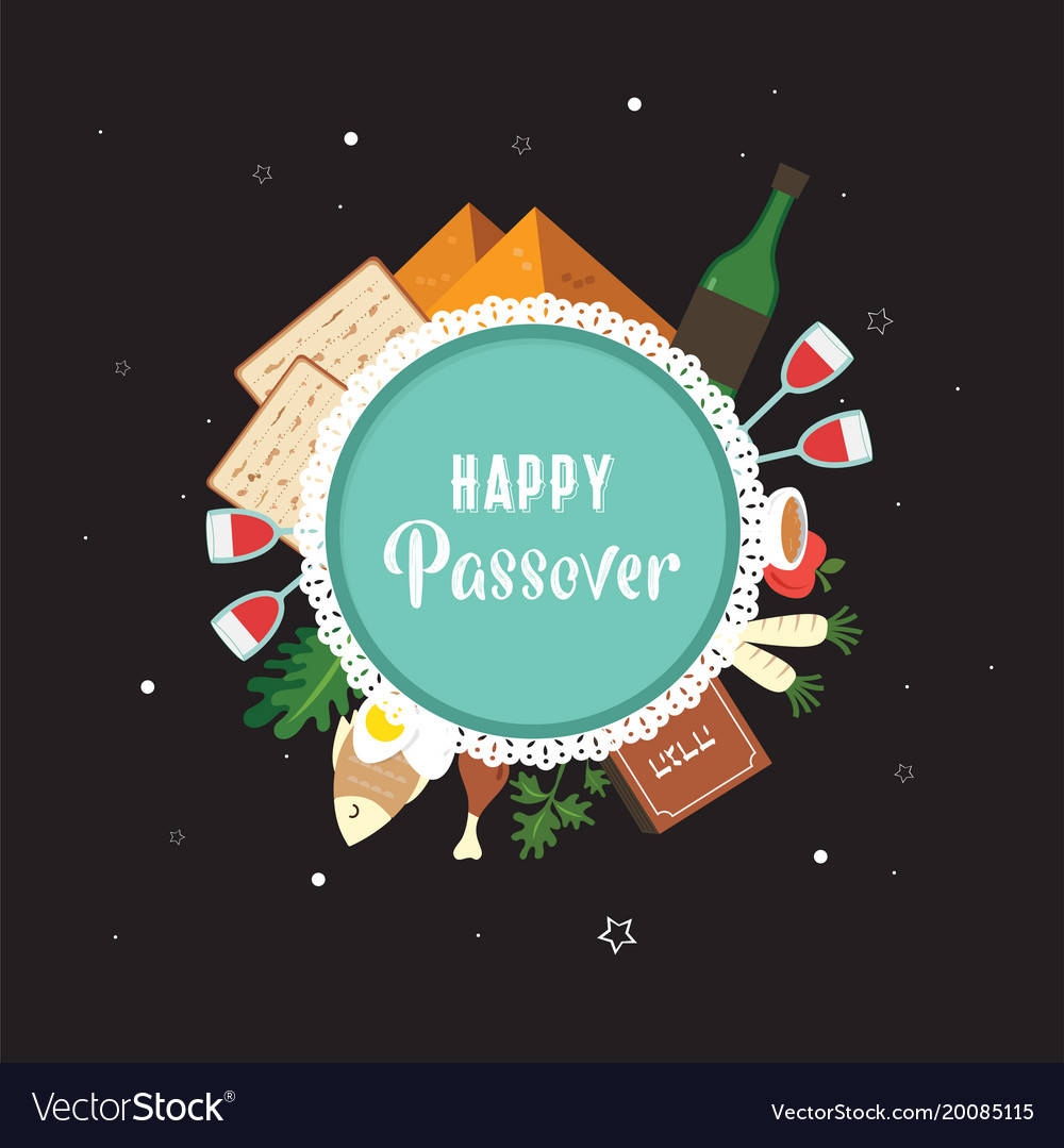 Passover Seder Plate With Flat Traditional Icons Vector Image