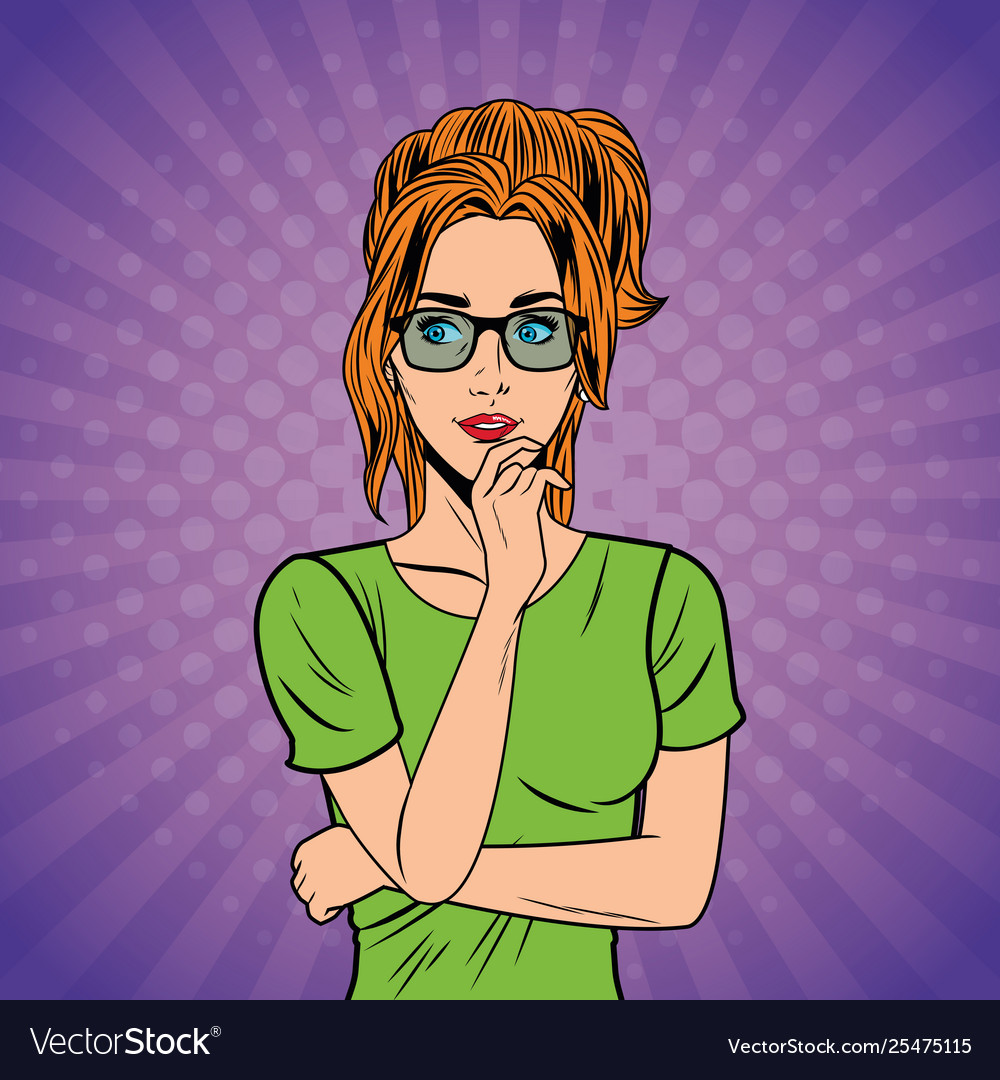 Blindfolded girl pop art Royalty Free Vector Image