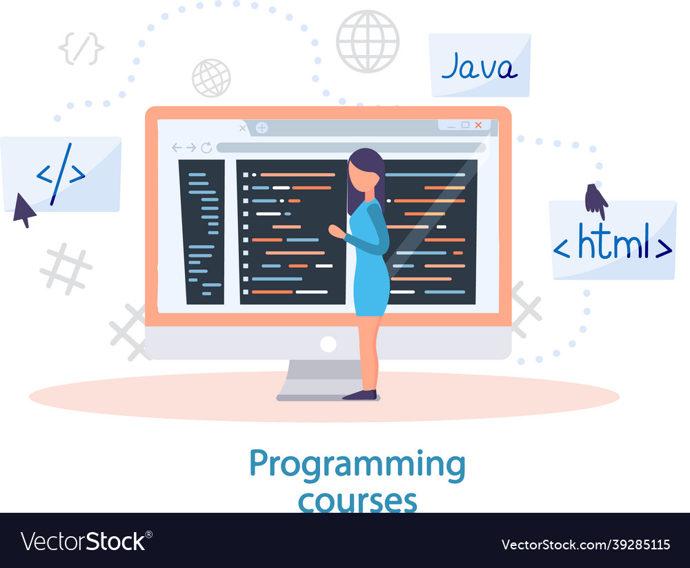 Programming courses online education coding vector image Programming courses online education coding