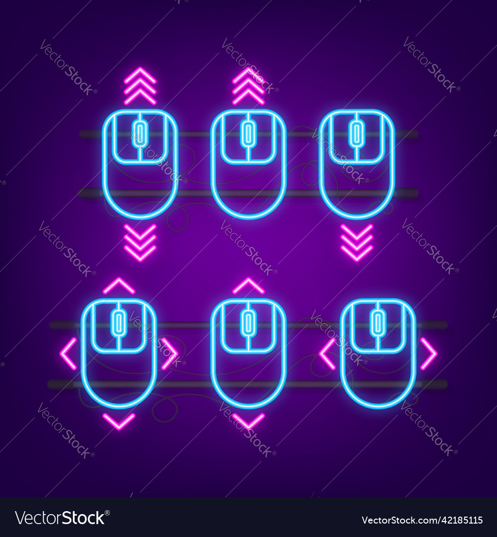 Scrolling mouse neon icon landing page computer