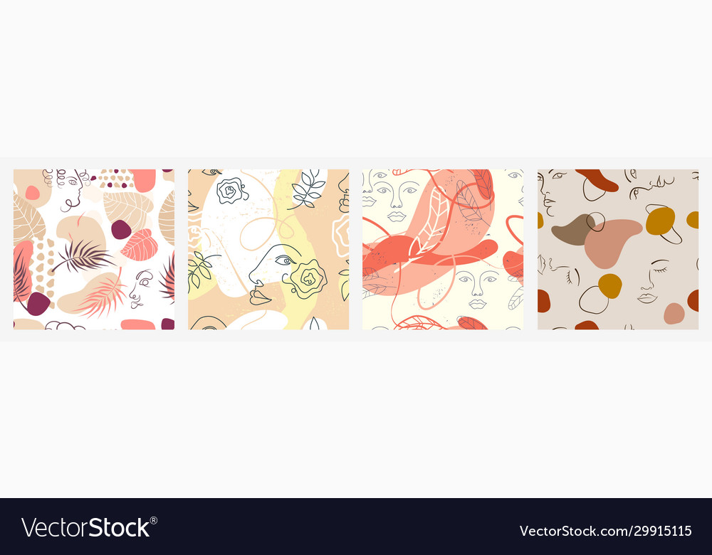 Set different colorful abstract face vector image Set different colorful abstract face