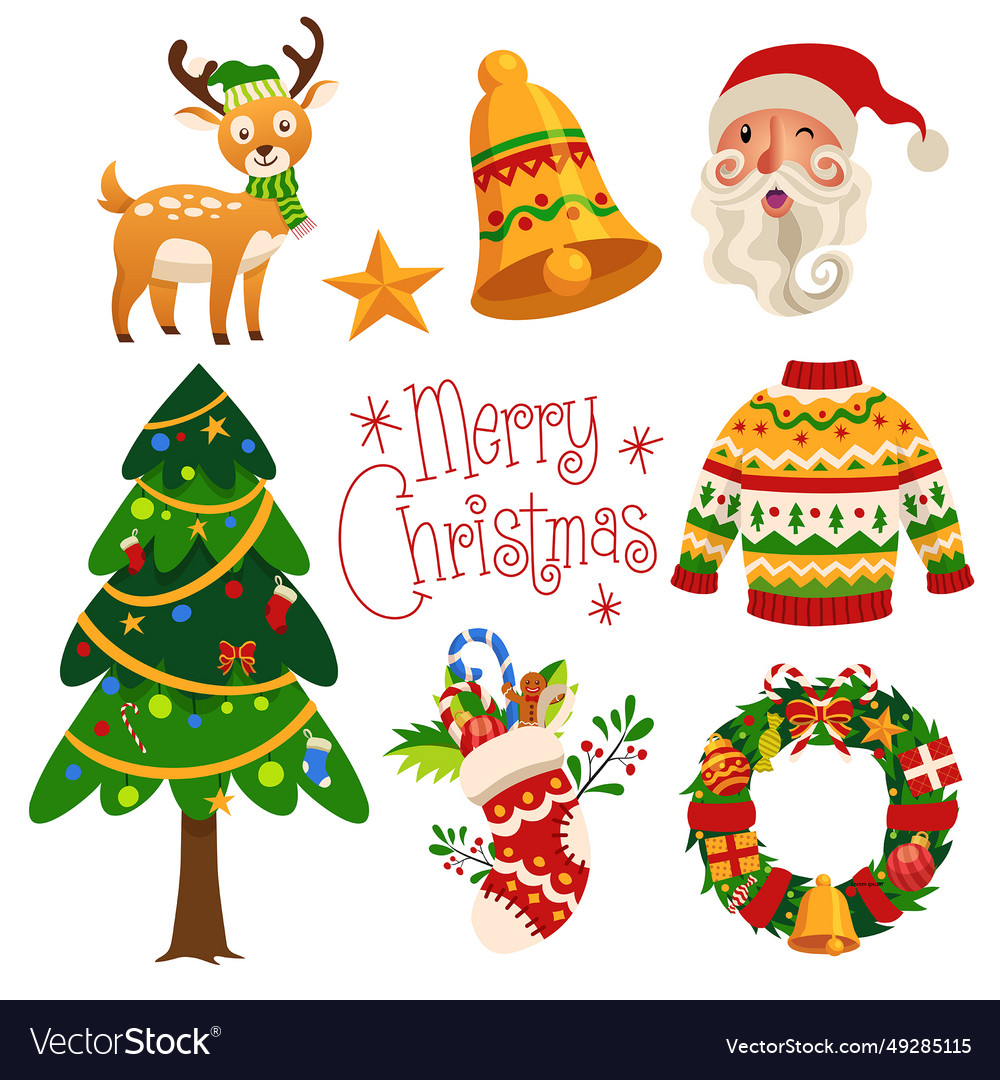 Set of christmas symbol collection Royalty Free Vector Image