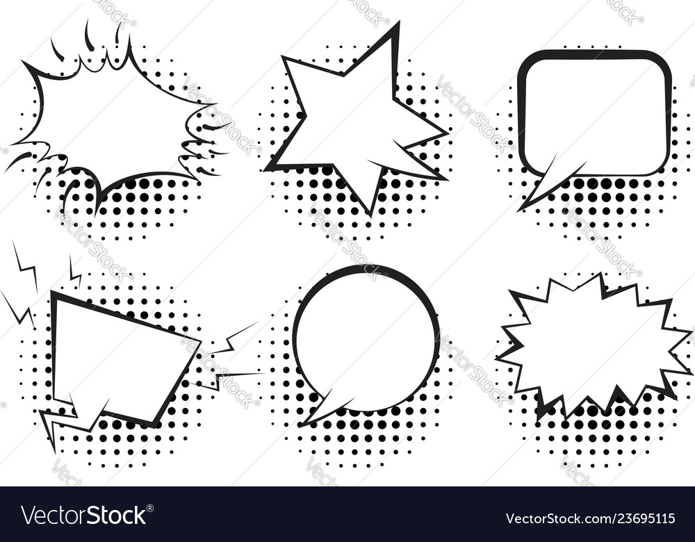 Set of outline empty retro speech bubbles vector image Set of outline empty retro speech bubbles