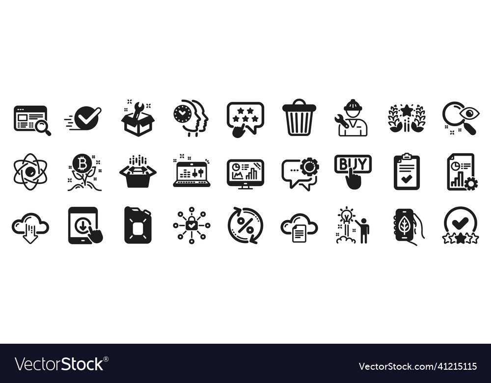 Set of technology icons such as spanner report vector image Set of technology icons such as spanner report