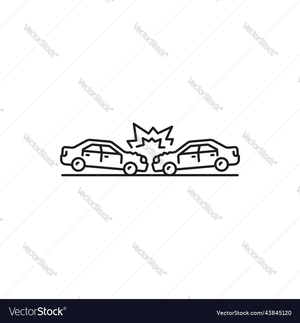 Car damage crash or collision line icon Royalty Free Vector