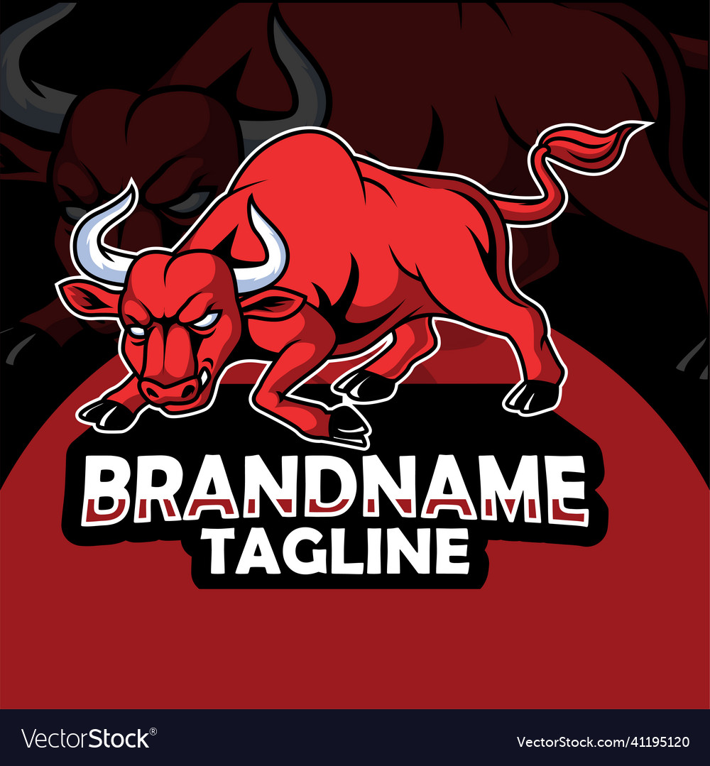 Cartoon red bull mascot template design