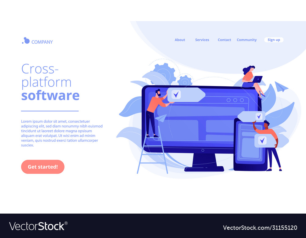 Cross-platform software concept landing page vector image Cross-platform software concept landing page