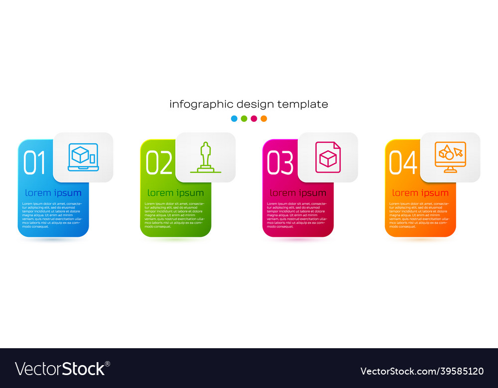 Set line 3d printer model isometric cube file vector image Set line 3d printer model isometric cube file
