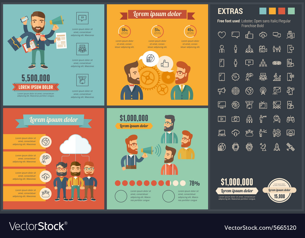 Social media flat design infographic template Vector Image