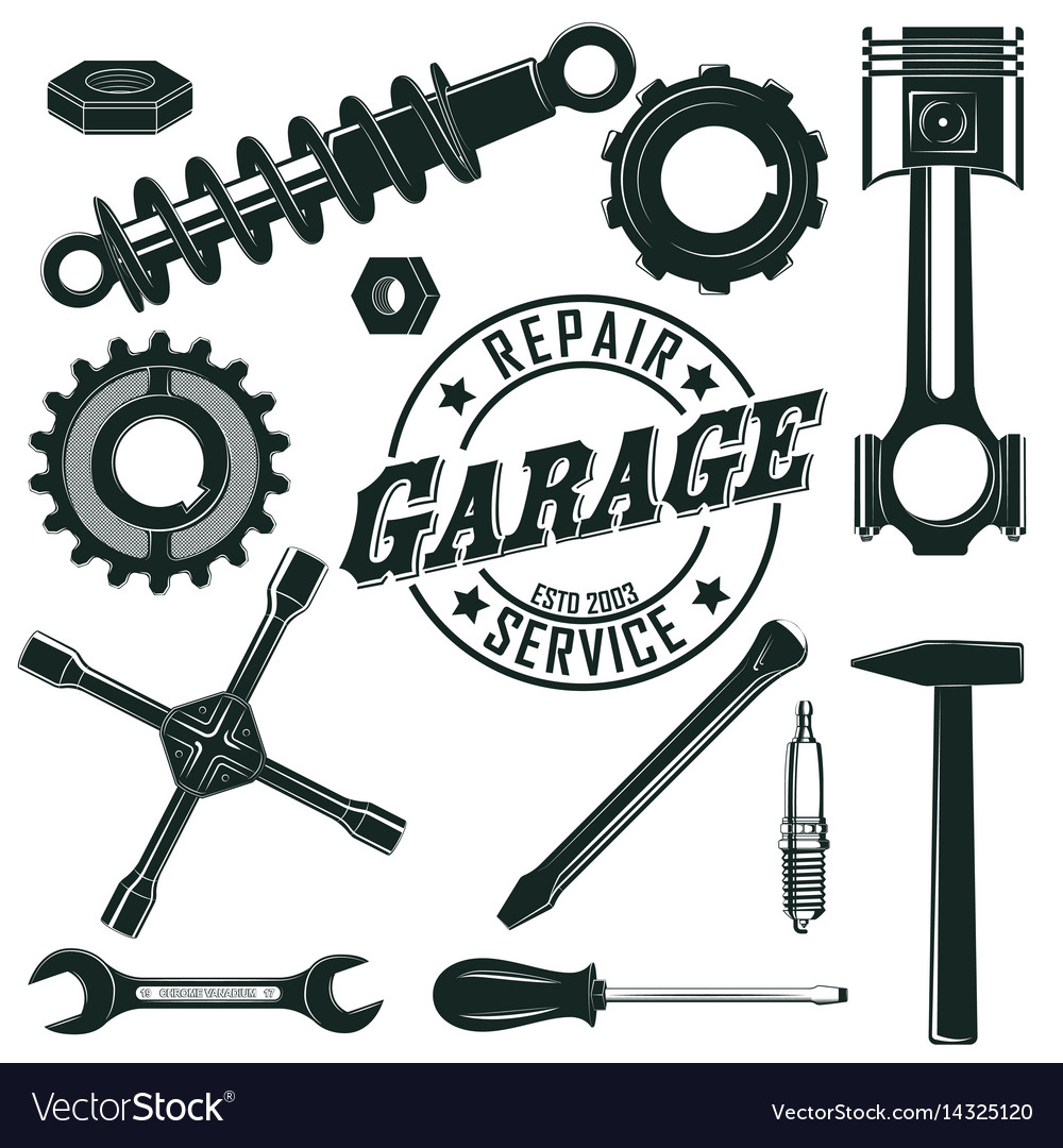 Vintage mechanic tools set Royalty Free Vector Image