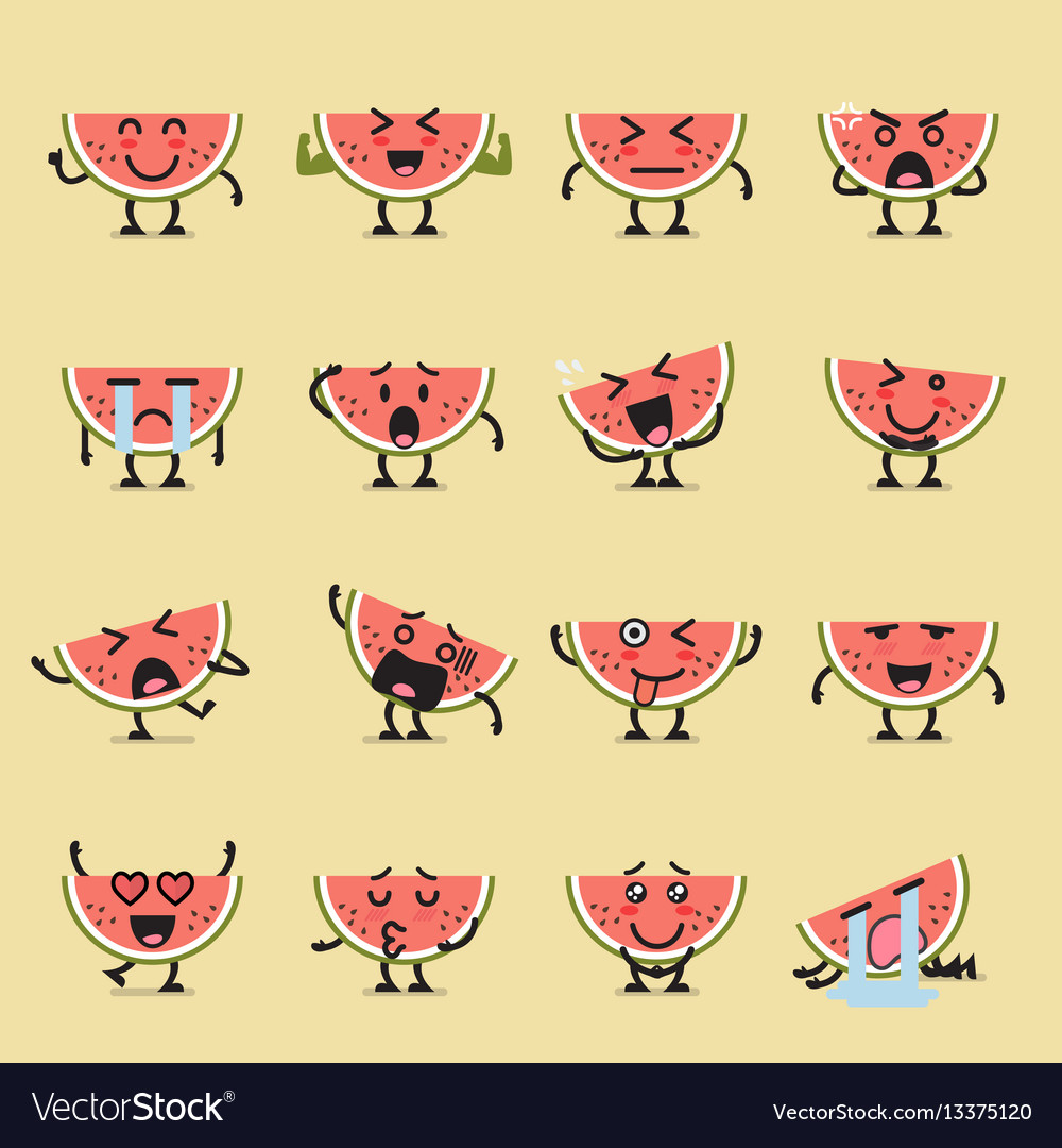 Watermelon character emoji set Royalty Free Vector Image