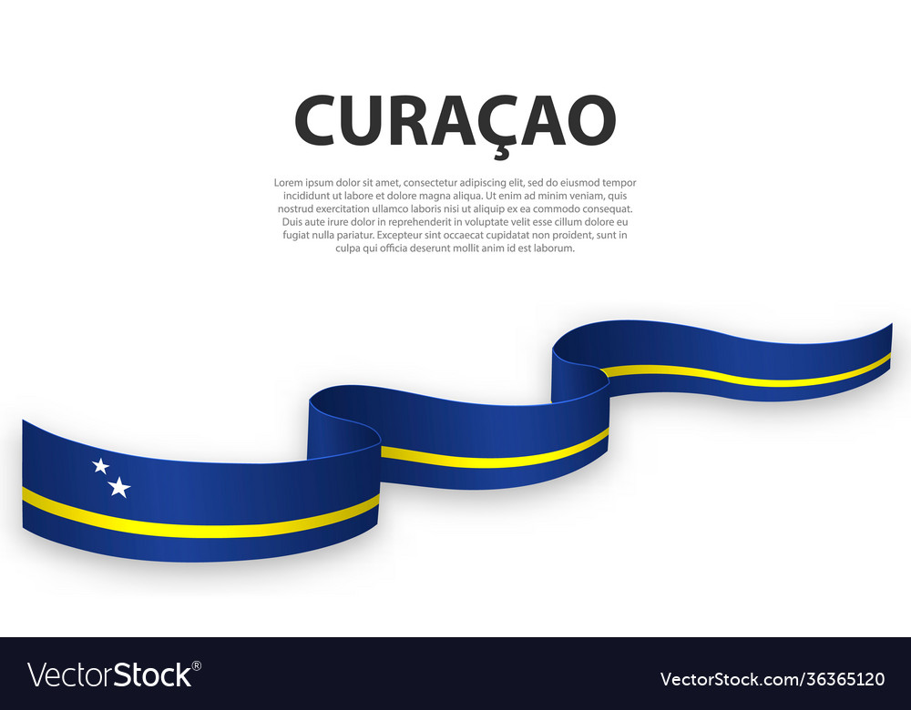 Waving ribbon or banner with flag curacao