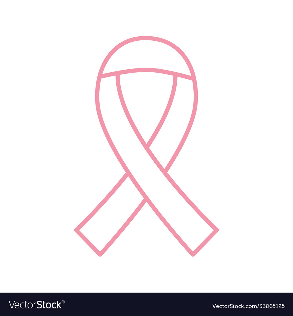 Breast cancer ribbon line style icon design Vector Image