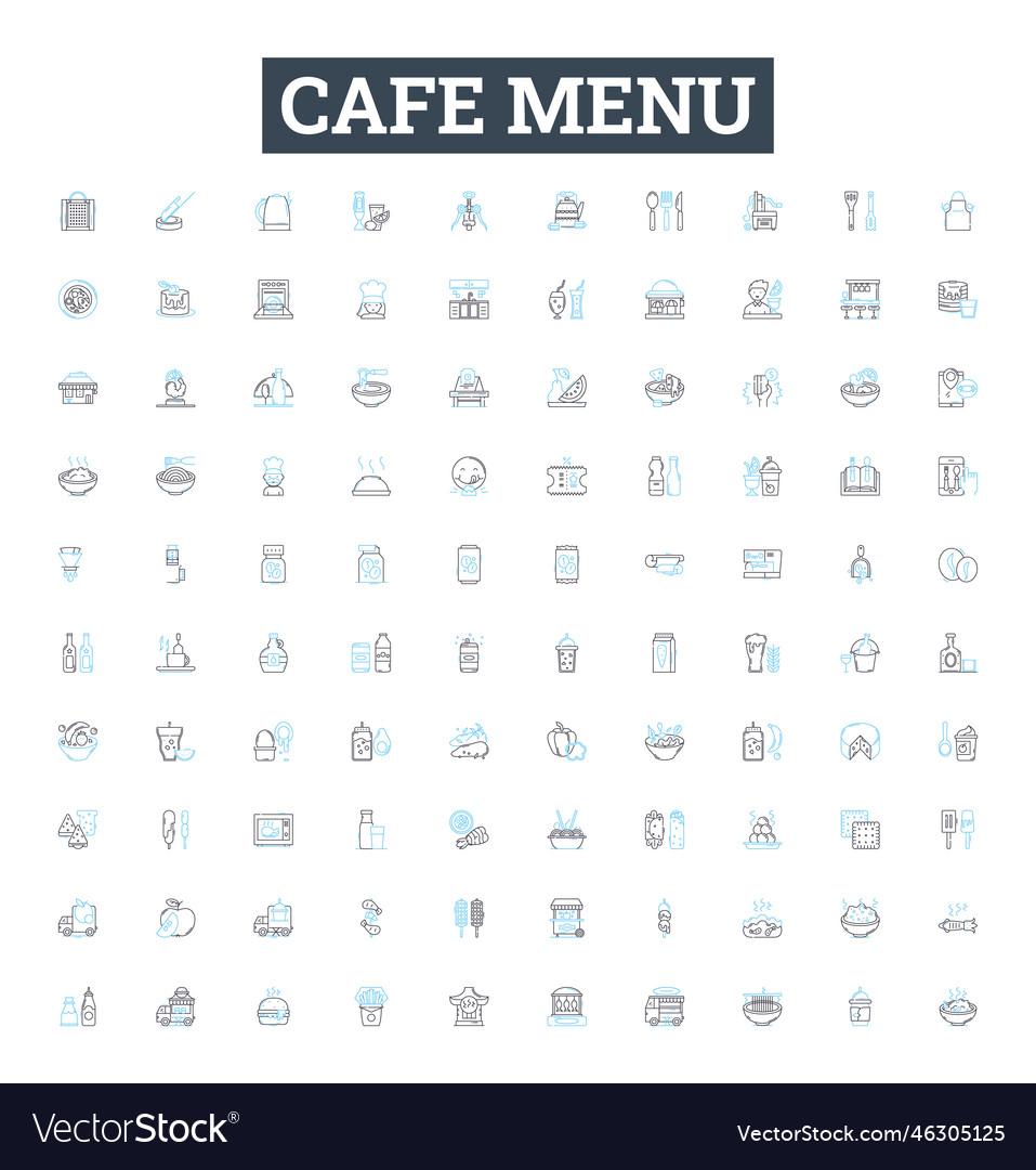 Cafe menu line icons set coffees desserts Vector Image