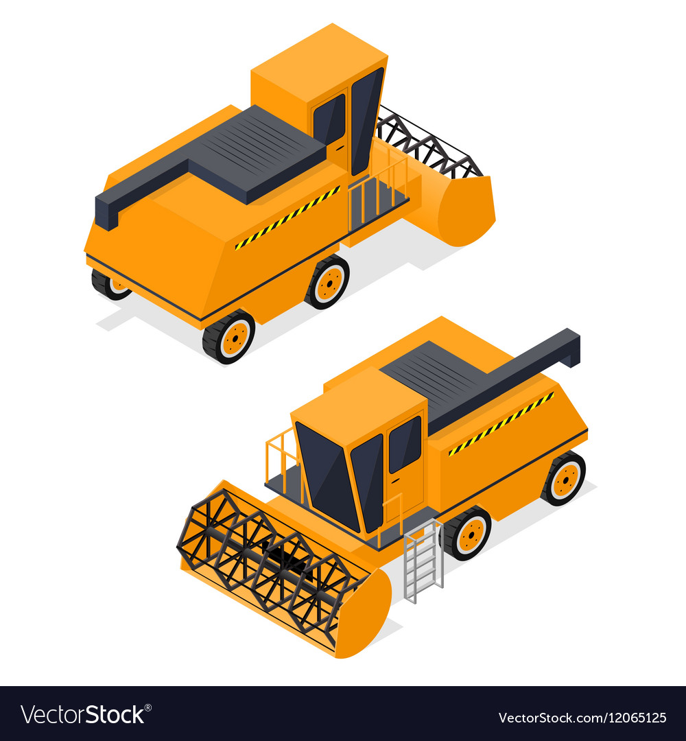 Combine Harvester Set Isometric View Royalty Free Vector