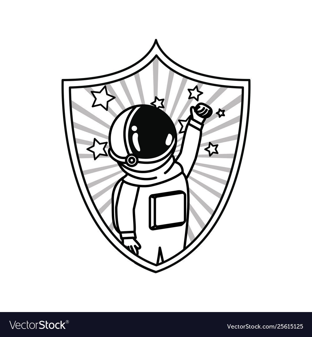 Frame with astronaut spacesuit in white