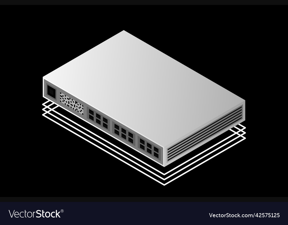 Isometric switch with up link port vector image Isometric switch with up link port