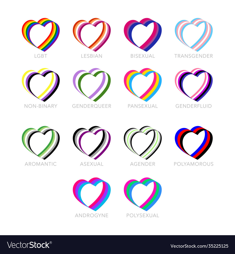 Lgbtq pride flags set lgbt symbols