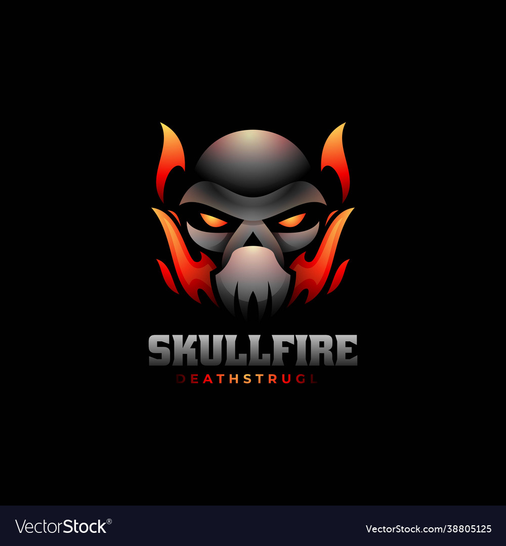 Logo Totenkopf Feuer Gradient bunten Stil vector image Logo Totenkopf Feuer Gradient bunten Stil