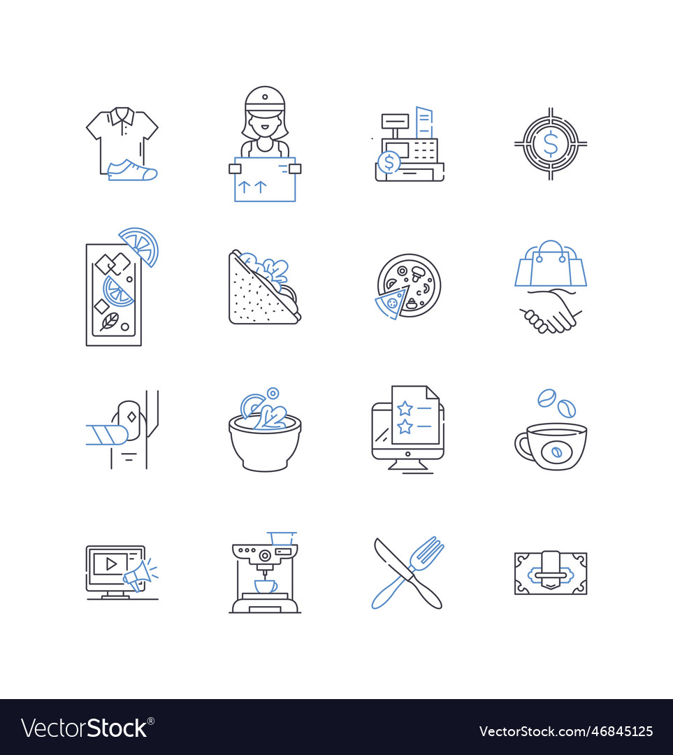 Mom-and-pop store line icons collection community